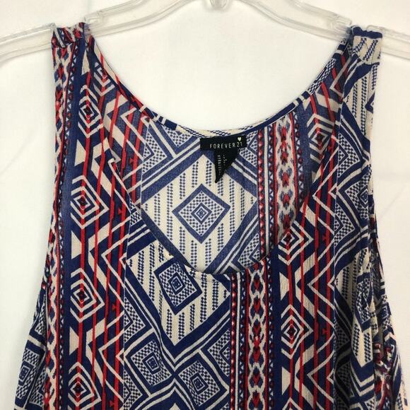 Forever 21 Tank Top Womens Small Fringe Boho Patriotic 4th of July Dainty Flowy - Picture 3 of 10